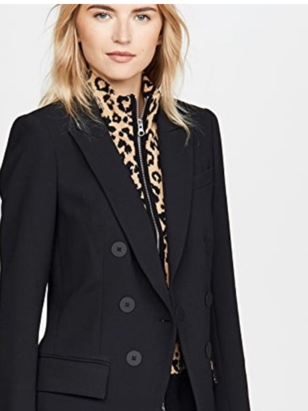 $278 Veronica Beard Toni Leopard Wool Jacquard Dickey jacket insert